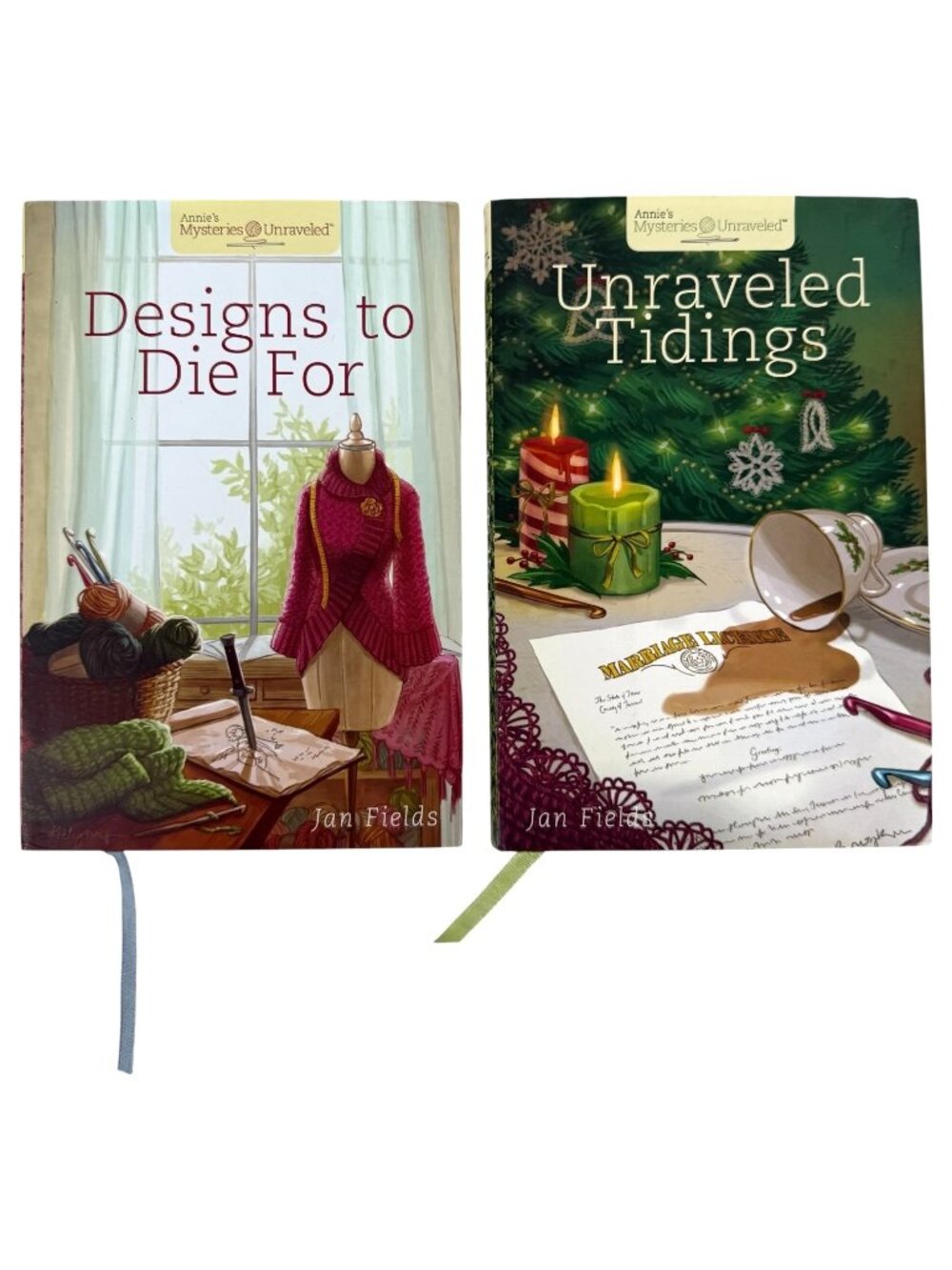 Annies Mysteries Unraveled Series HC Book Designs To Die For & Unraveled Tidings